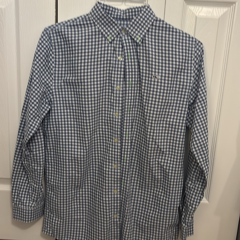Boys XL Blue and White Vineyard Vines Button Down